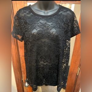 Black lace detail top